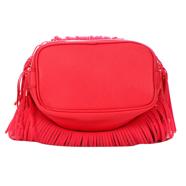Fringe Drawstring Bucket Bag
