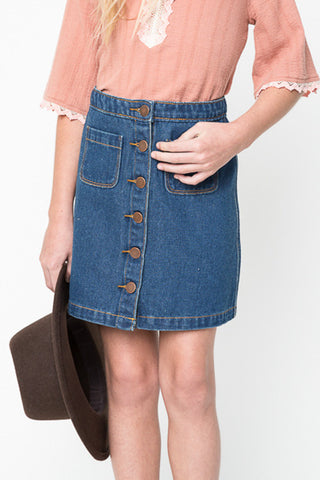 Button Up Denim Skirt