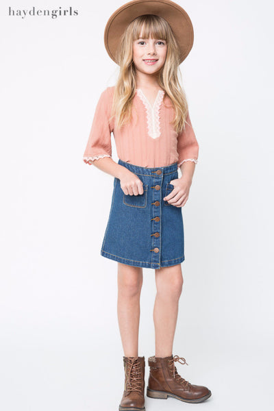Button Up Denim Skirt