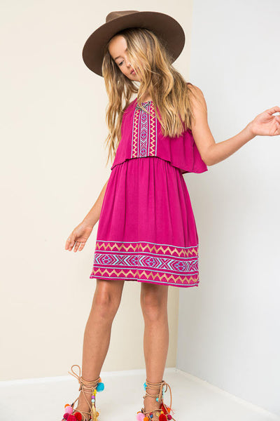 Embroidered Tribal Tank Dress