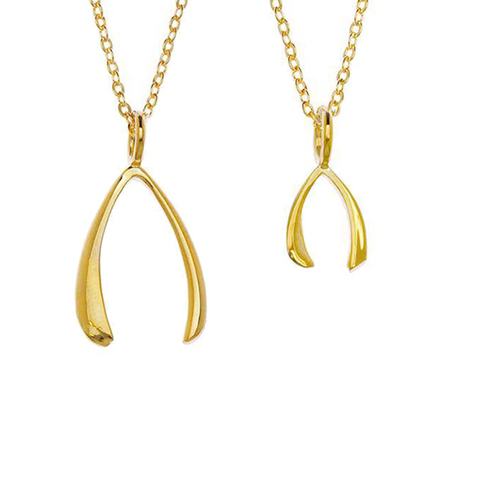 Two by Two Wishbone Charm Necklace Set